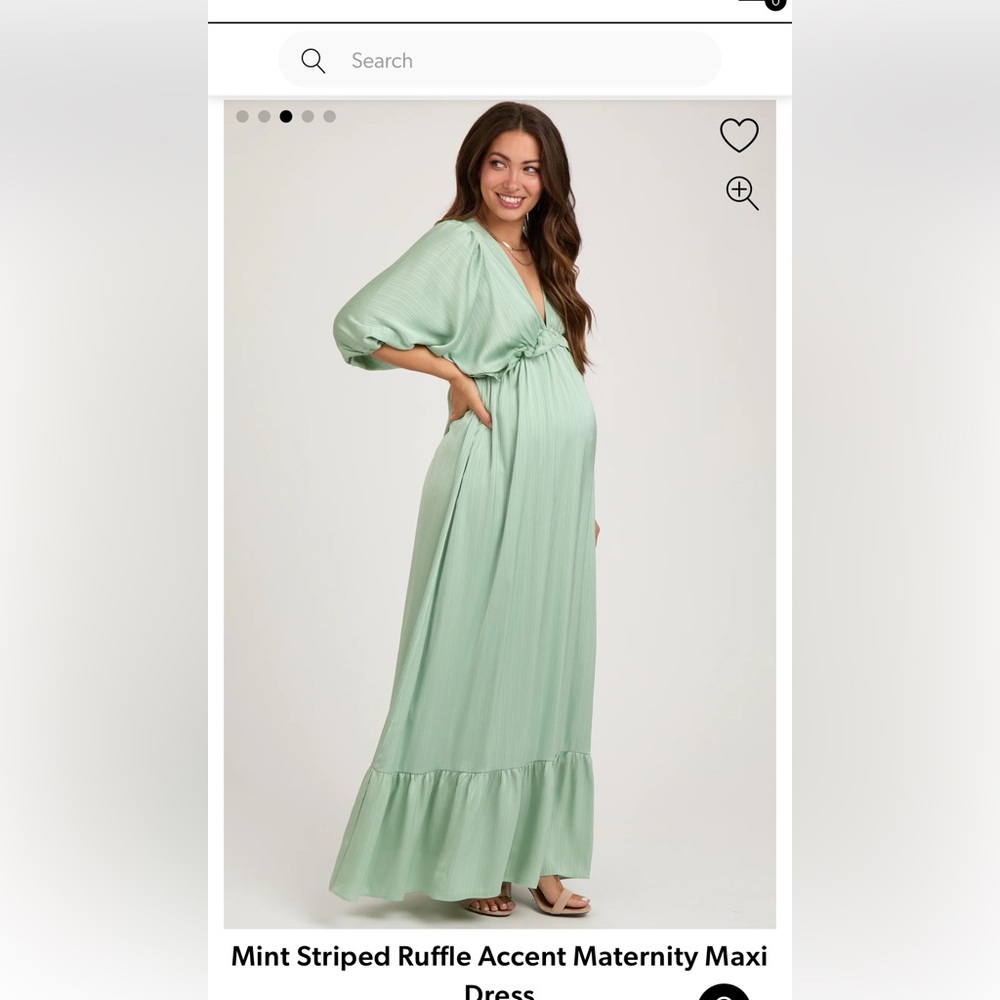 Pink Blush Maternity Mint Striped Ruffle Accent Tiered Maxi Dress in Mint - Picture 7 of 9